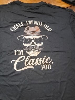 Source Unknown Black Graphic Tee with Beige Skull & Hat